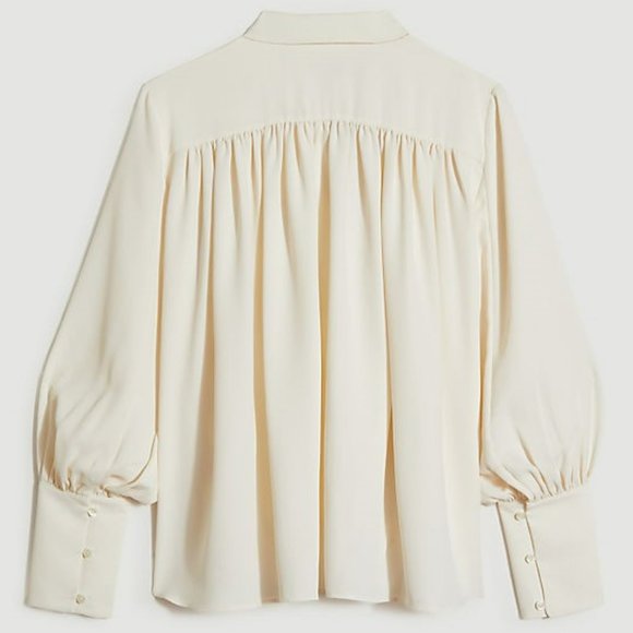 Ann Taylor NWT Ivory V-Neck Blouse M - Picture 3 of 10